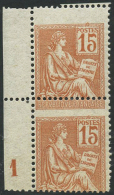 N°117 15c Orange, Paire Verticale, Piquage à Cheval - TB - Andere & Zonder Classificatie