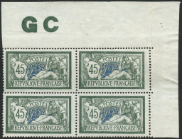 N°143d 45c Merson, Papier GC Bloc De 4 Coin De Feuille Avec Manchette GC  Blanc - TB - Andere & Zonder Classificatie