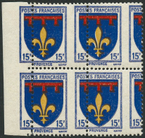 N°574 15F Provence, Bloc De 4 Superbe Variété De Piquage - TB - Autres & Non Classés