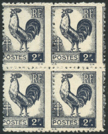 N°640 2F Gris Bleu, Bloc De 4 Superbe Variété De Piquage - TB - Autres & Non Classés