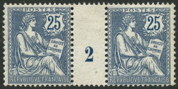 N°127 25c Bleu, Paire Mill 2 - TB - Millésimes