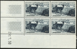 N°1 100F Bleu Noir, Bloc De 4 24/1/50 - TB - Airmail