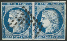 N°12 20c Bleu, Paire Court De Marges - B - Andere & Zonder Classificatie