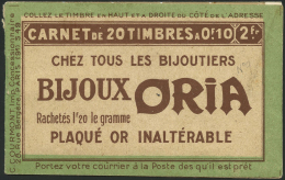 N°9 Carnet De 20, Sans Pub S/bandelettes Série S49, Couverture ORIA - TB - Autres & Non Classés