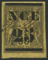 N°4 25 Sur 35 Violet-noir S/jaune, Obl Plume - TB - Otros & Sin Clasificación