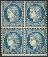 N°37 20c Bleu, Bloc De 4 (3 Timbres Sans Charnière) Signé Calves - TB - Andere & Zonder Classificatie