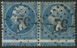 N°22 20c Bleu, Paire Spectaculaire Piquage à Cheval - TB - Autres & Non Classés