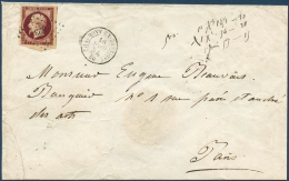 N°18g 1F Velours S/lettre Pour Paris Obl  PC 823, RARE - TB - Autres & Non Classés