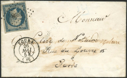 N°15 25c Bleu, Obl PC 3398 S/lettre 26/5/54 De Tours Pour Paris - TB - Autres & Non Classés