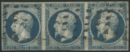 N°15 25c Bleu, Bande De 3 Léger Pli Sur 1 Ex - B - Autres & Non Classés