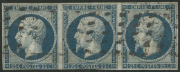 N°15 25c Bleu, Bande De 3 Léger Pli Sur 1 Ex - B - Other & Unclassified
