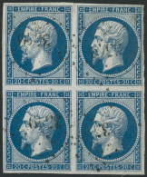 N°14B 220c Bleu, Type II Bloc De 4 - TB - Andere & Zonder Classificatie