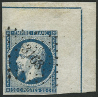 N°14Ai 20c Bleu, Type I Coin De Feuille Avec Filet D'encadrement, Pelurage Loin Du Timbre, RARE - B - Autres & Non Classés
