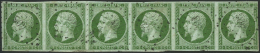 N°12 5c Vert, Bande De 6 , PC 408 Froissure Sur 3ème, 6ème Au Filet En 1 Point RR Et Très Plais - Otros & Sin Clasificación