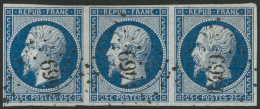 N°10 25c Bleu, Bande De 3 Obl PC, Petite Fente Sur Ex De Gauche - B - Autres & Non Classés