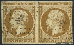 N°9  10c Bistre, Paire Obl PC - TB - Autres & Non Classés