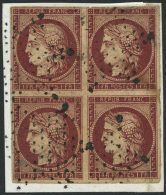 N°6 1F Carmin, Bloc De 4 S/fragment, Petits Défauts - B - 1849-1850 Ceres