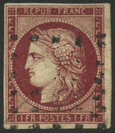 N°6 1F Carmin, Obl Gros Points Certif Calves - TB - 1849-1850 Ceres