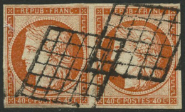 N°5 40c Orange, Paire Signé Brun - TB - 1849-1850 Cérès