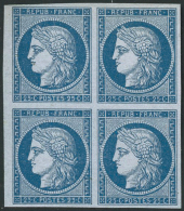 N°4 (essai) 25c Bleu, Essai Dans La Couleur, Bloc De 4 - TB - 1849-1850 Cérès