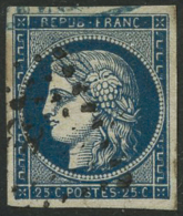 N°4 25c Bleu, Filet Inférieur Absent - TB - 1849-1850 Cérès