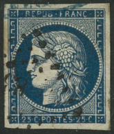 N°4 25c Bleu, Filet Inférieur Absent - TB - 1849-1850 Ceres