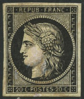 N°3a 20c Noir S/blanc - TB - 1849-1850 Cérès