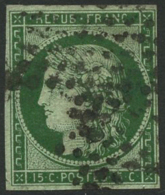 N°2b 15c Vert-foncé, Signé JF Brun - TB - 1849-1850 Cérès