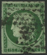 N°2b 15c Vert-foncé, Signé JF Brun - TB - 1849-1850 Ceres