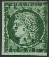 N°2b 15c Vert-foncé, Signé Brun Et Roumet - TB - 1849-1850 Ceres