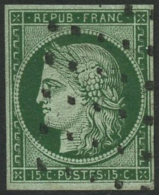 N°2b 15c Vert-foncé, Signé Roumet - TB - 1849-1850 Cérès