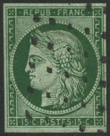 N°2b 15c Vert-foncé, Signé Roumet - TB - 1849-1850 Ceres