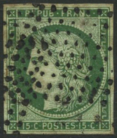 N°2 15c Vert, Pelurage Au Verso - B - 1849-1850 Cérès
