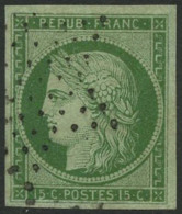 N°2 15c Vert, Obl étoile - TB - 1849-1850 Cérès