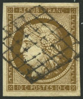 N°1c 10c Bistre-verdâtre Foncé - TB - 1849-1850 Ceres