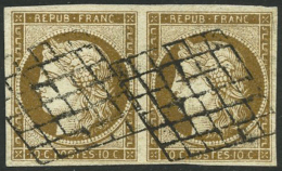 N°1b 10c Bistre-verdâtre, Paire - TB - 1849-1850 Cérès