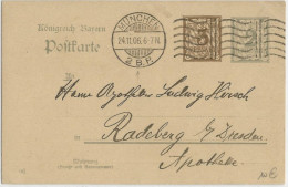 BAYERN - 1906 - CARTE ENTIER Avec MECA De MÜNCHEN Pour RADEBERG - Postal  Stationery