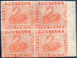 AUSTRALIE OCCIDENTALE N°6 BLOC DE 4 BORD DE FEUILLE NEUF** - Mint Stamps