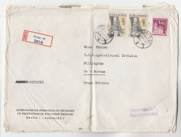 1966 Reg GAS PRESSURE PRODUCTION SYMPOSIUM Czechoslovakia To ICI Agriculture Div GB Stamps Energy Chemicals Cover - Gaz