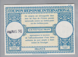 France Ganzsache Coupon Réponse International 0.70 Franc Paris 30 - Antwoordbons