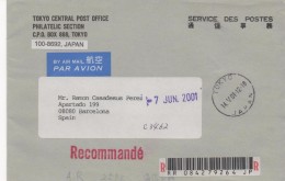 3077  Carta   Certificado Aérea Japan , Japón  Tokyo 2001 - Storia Postale