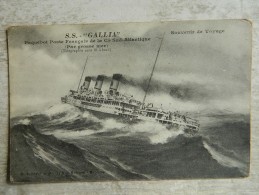 SS  GALLIA  PAQUEBOT POSTE FRANCAIS DE LA COMPAGNIE SUD ATLANTIQUE PAR GROSSE MER - Steamers