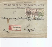 Hongrie ( Lettre Recommandée De 1918 De Nagybecskerek Vers Szeged à Voir) - Lettres & Documents