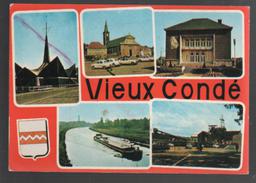 Cpm 598928 Vieux Condé 5 Vues Sur Carte Dont Péniche , Mine , Hotel De Ville , église - Vieux Conde