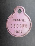 PLAQUE DE VELO (M1699) WEST-VLANDEREN (2 Vues)1987 N°380976 Couleur Lilas - Number Plates