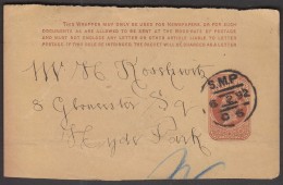 Great Britain S.M.P 6.2.1892 / NEWSPAPERS WRAPPER / Sent To Hyde Park / Half Penny Postal Stationery - Covers & Documents