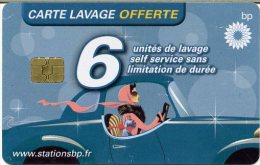 @+ Carte De Lavage BP  France - 6 UNITES - Auto Bleue (offerte) - Car Wash