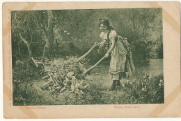 Hans Zatzka Jeune Fille Avec Brouette Et Angelot Nu - Zatzka