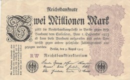GERMANY 2 MILLION MARK 9.8.1923 P-104a  XF PREFIX RW  [ DER104a ] - 2 Millionen Mark
