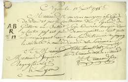 NYON 1785 Vaud Suisse Lettre De Voiture Pour Lyon - Documents Historiques